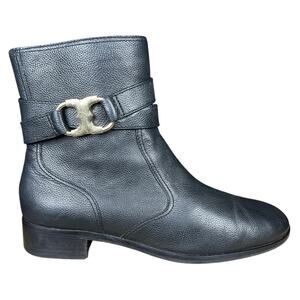 Tory Burch Women’s Gemini Link Black Leather Ankle Boot Size US 9